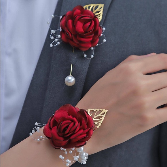 Accessories - 🆕🌹FAUX PEARL AND FLOWER DECO BOUTONNIÈRE & WRIST CORSAGE